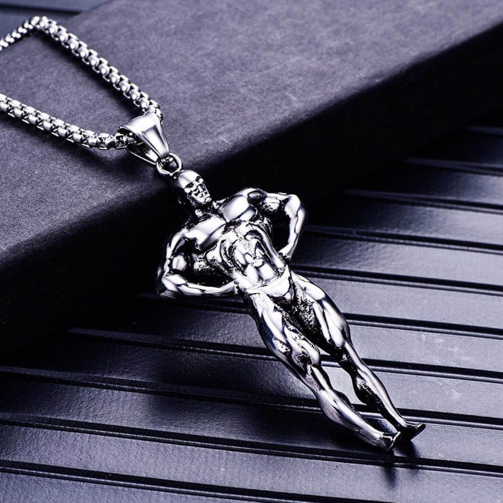 ❤️Retro surgical fitness muscle pendant necklace for women/men, N90201P184
